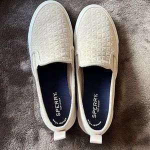 Sperry Top Slider Memory Foam slip on cream colored size 7